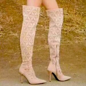 Jefferey Campbell x Free People  Adonia Perforated Thigh High Heeled Boot 9